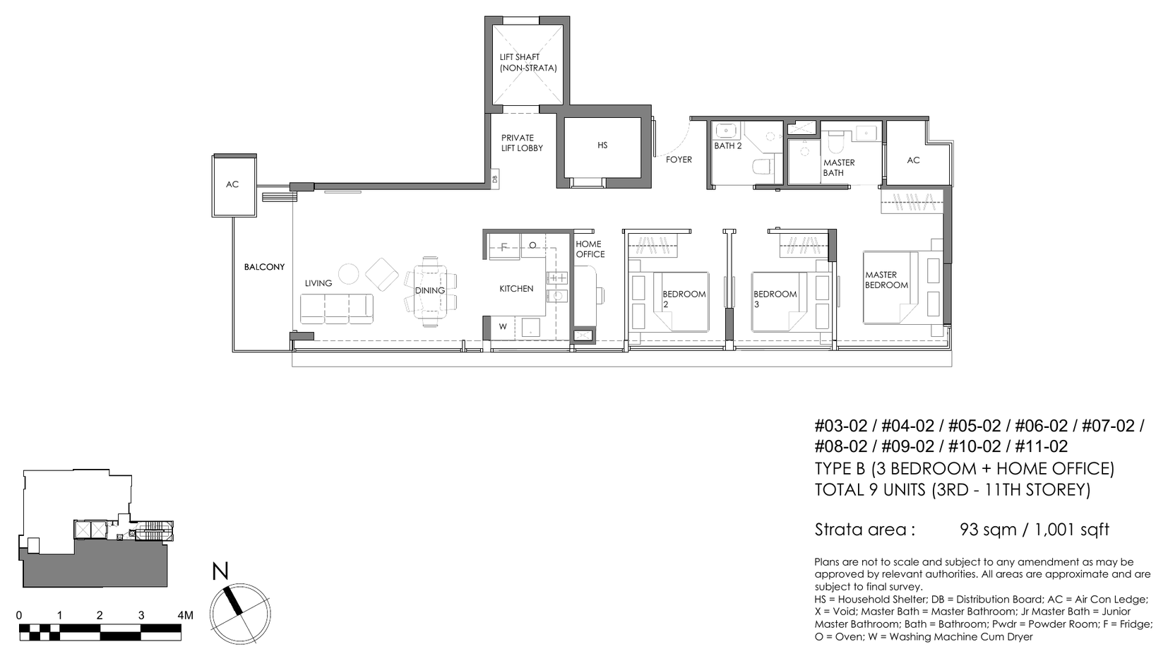3-Bedroom + Home Office · Type B